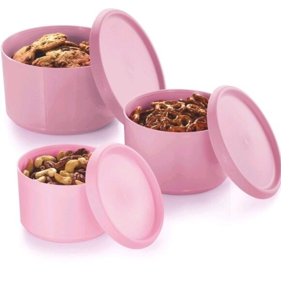 Tupperware 6-PC Serve & Store Food Storage Canister Set- Pink Punch - Picture 3 of 9